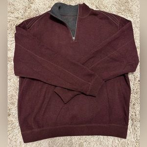 Tommy Bahama Men’s Large Burgundy/Grey Half-Zip Sweater